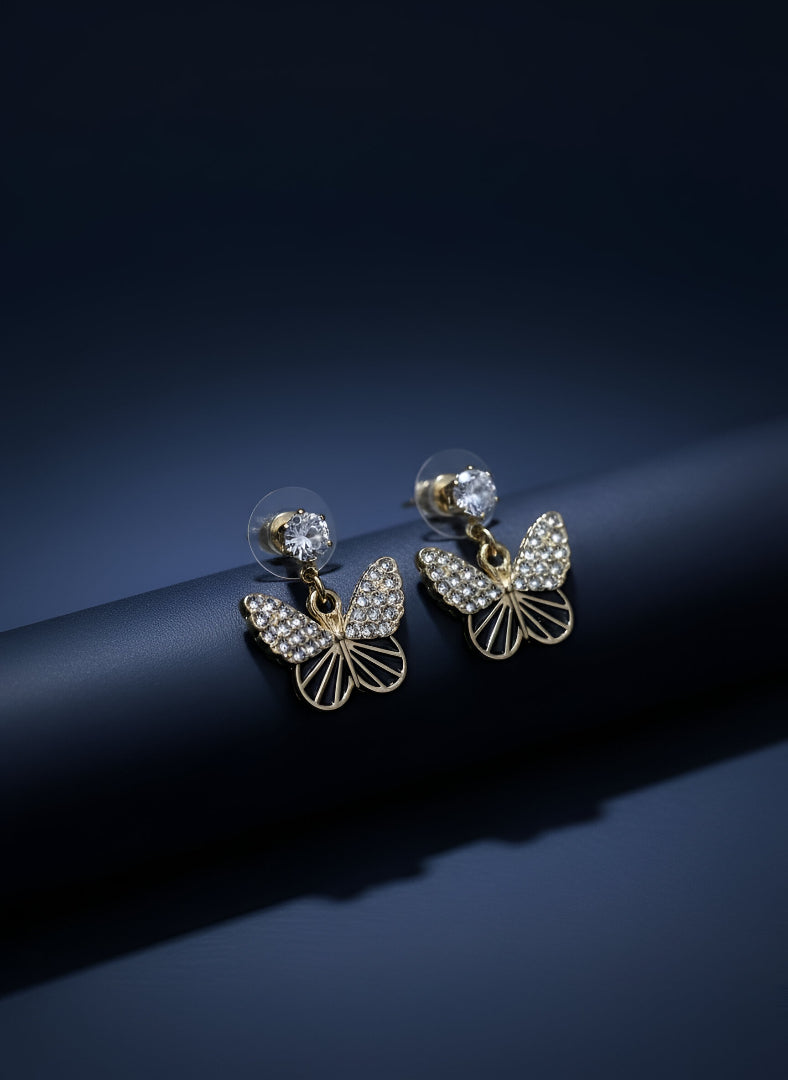 Korean Fashion Diamond Butterfly Earrings Jewelry