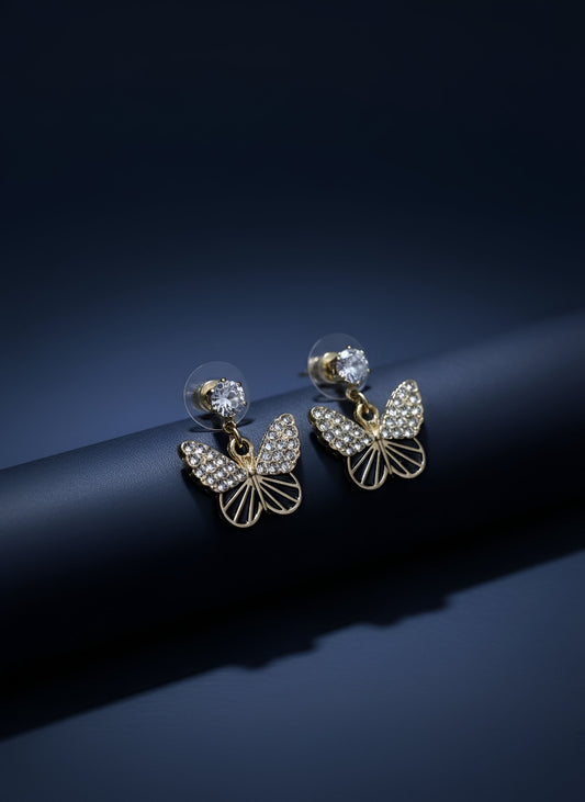 Korean Fashion Diamond Butterfly Earrings Jewelry